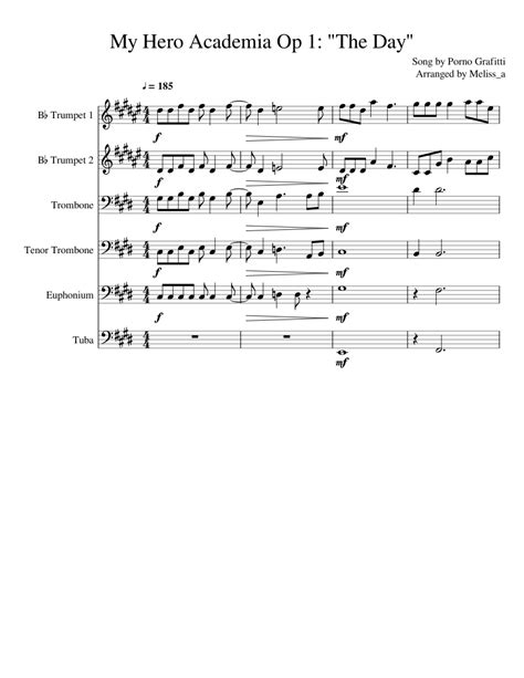 My Hero Academia Op 1 Sheet Music For Trumpet Trombone Tuba Download