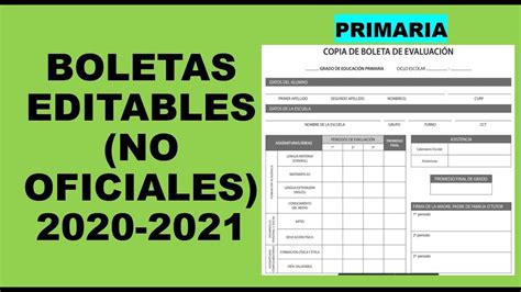 Formato Boleta De Calificaciones 2021 Boletas De Evaluacion De