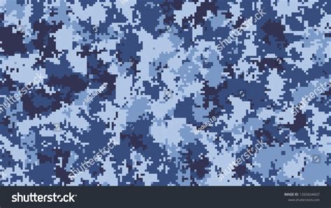 Digital Camouflage Navy Blue Sea Color Stock Vector Royalty Free