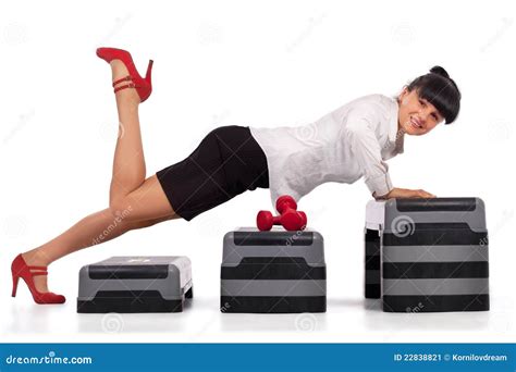 Businesswoman Pushing Up Stock Image Image Of Employee 22838821