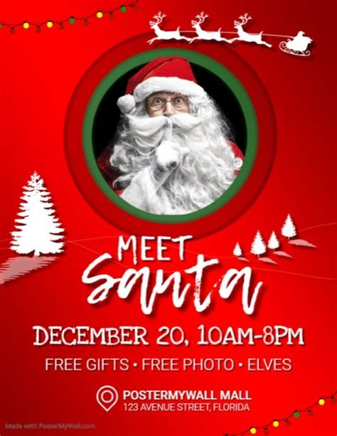 Come Meet Santa Flyer Template PosterMyWall Christmas Poster Meet