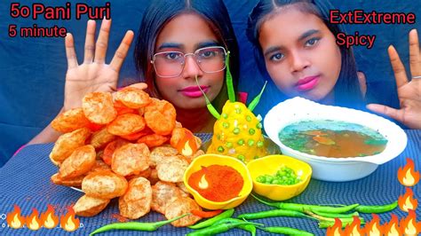 Extreme Spicy Pani Puri Eating Challenge 50 Pani Puri In 5 Minute 🔥pani Puri Eating Challenge