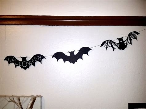 Halloween Bat Garland 6 Paper Cutouts