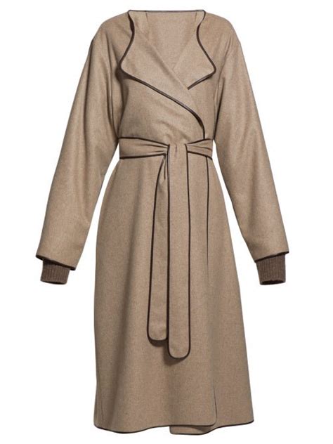 Buy The Row The Row Helga Belted Leather Trim Felt Coat Womens