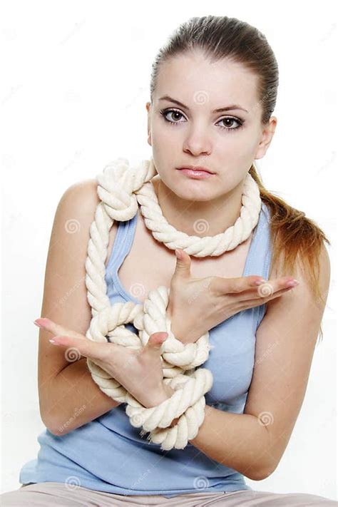 Woman Tied Up With Rope Stock Photo Image Of Dependency 24258084