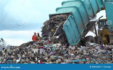 Truck Dumping Waste On A Landfill Site Stock Video Video Of Dumping
