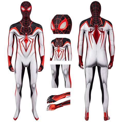 Spider Man Track Suit White Spiderman Miles Morales Cosplay Costume