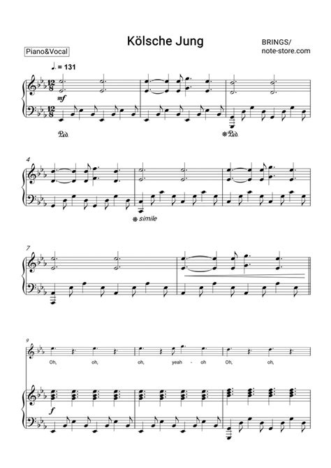 Brings Kölsche Jung Sheet Music For Piano With Letters Download
