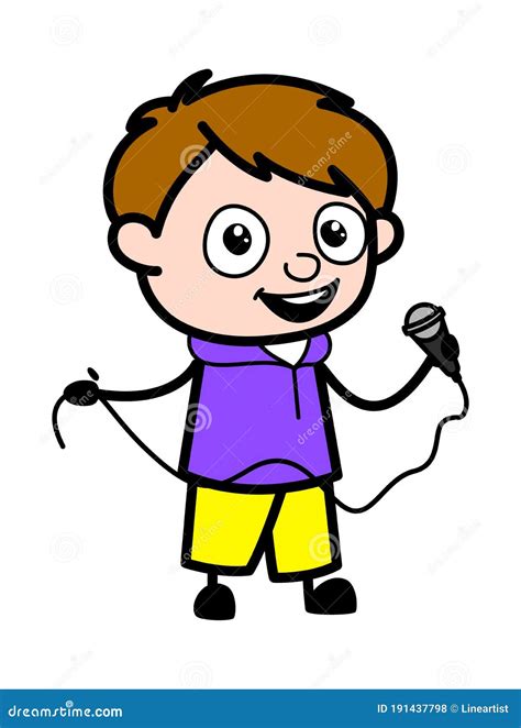 Cartoon Boy Holding Mic Stock Illustration Illustration Of Innocent