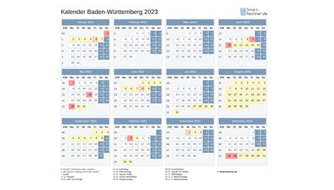 Kalender 2023 Für Baden Württemberg Mit Ferien