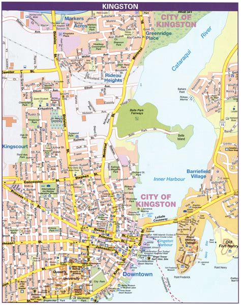 Map Downtown Kingston Ontario Canadakingston City Map With Highways