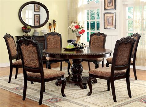 60 Bellagio Brown Cherry Round Dining Table Set Seating