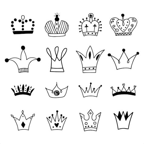 Premium Vector Big Set Of Hand Drawn Crowns