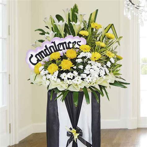 Although there is no word fit enough to utter that can soothe a grieving soul over the death of a loved one, expressing sympathy and thoughtful messages will somehow lift up the grieving family. Funeral Flowers Stand, Sympathy Wreaths & Floral ...