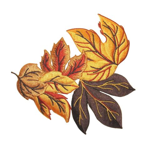 Id 5033 Fall Leaves Cluster Large Patch Autumn Leaf Embroidered Iron On
