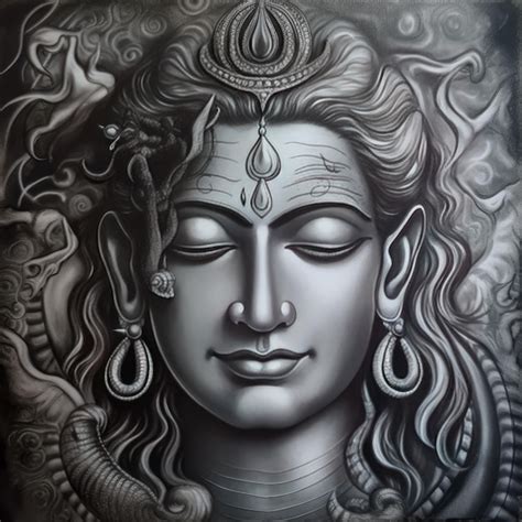Premium Photo Lord Shiva Kobra Snake In Neck Black And White Portrait