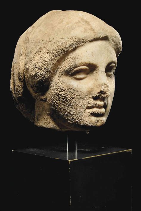 A Greek Marble Female Head Classical Period Circa Second Half Of 5th