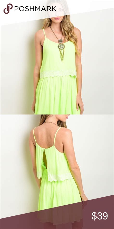 Last One Nwt Neon Lime Green Lace Dress Green Lace Dresses Green