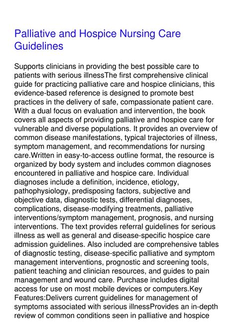 Ppt Pdfread Palliative And Hospice Nursing Care Guidelines