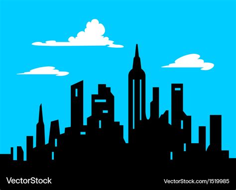 Graphic Style Cartoon City Skyline Royalty Free Vector Image