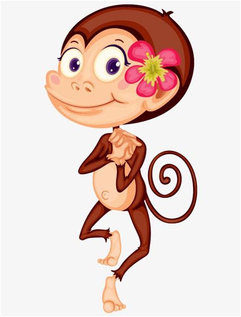 Hand Drawn Cute Cartoon Female Monkey Dance Cute Clipart Cartoon