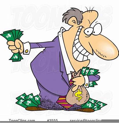 Rich Cartoon Clipart Money Holding Business Greedy