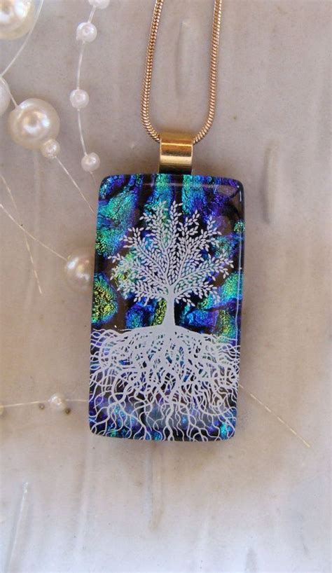 Dichroic Fused Glass Pendant Tree Of Life Dichroic Jewelry Fused Glass Jewelry Dichroic