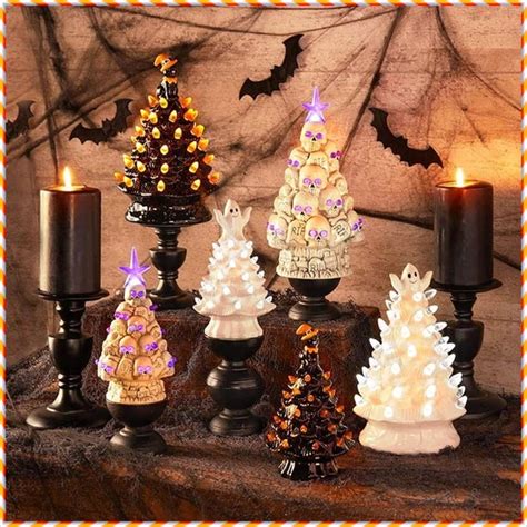 Lighted Retro Halloween Tree Character Topper Centerpiece Etsy