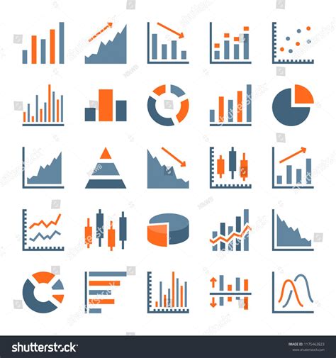 Graph And Chart Related Flat Icons Statistics Growth And Pie Chart