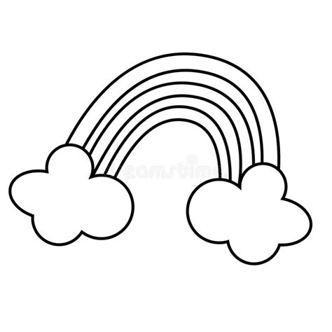 Cute Doodle Rainbow With Clouds Hand Drawn Outline Icon Stock Vector Illustration Of Magic