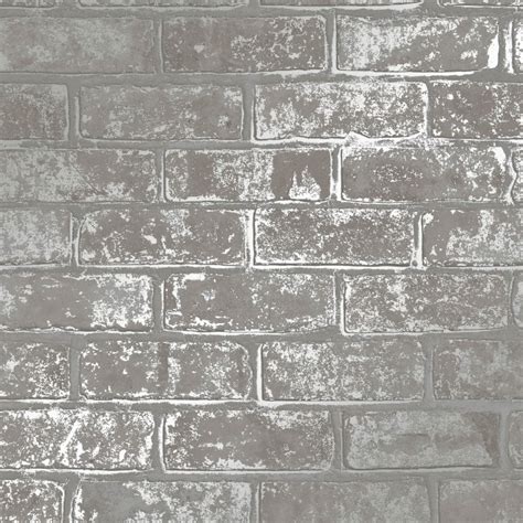 Sample Metallic Brick Wallpaper Grey 53 X 30cm