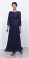 Navy Blue Mother of Bride Gown Plus Size Mid Lace Sleeves | Mother of ...