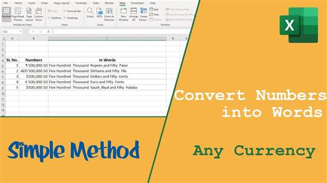 Convert Numbers Into Words In Microsoft Excel Youtube