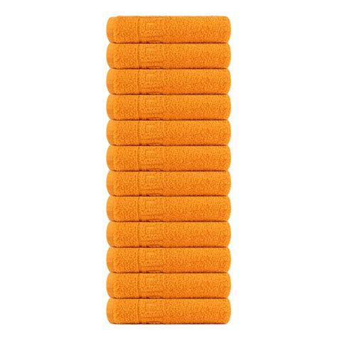 12 Piece 100 Cotton Handbath Towel With Color Options Orange Hand