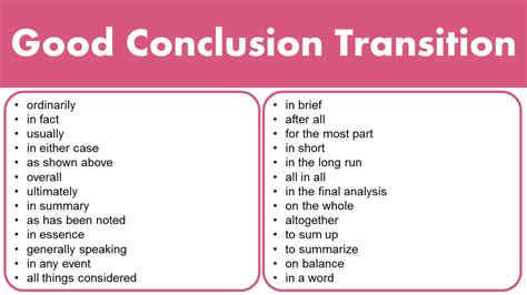 Good Conclusion Transition Words Grammarvocab