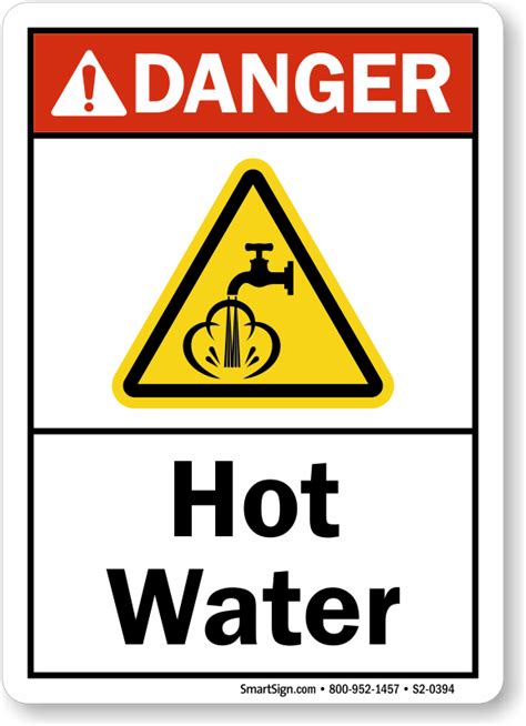Hot Water ANSI Danger Sign With Graphic Ships Free SKU S2 0394