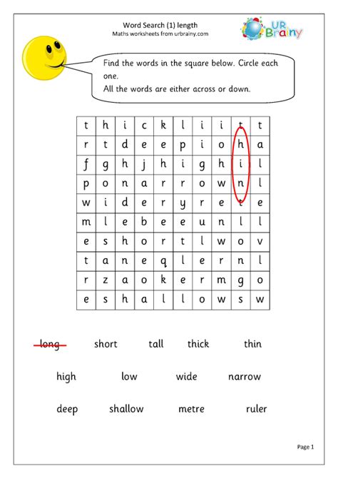 Printable resources for esl teachers and kids. Year 1 Length Wordsearch - Wet Break/Holiday Activities Maths Worksheets for Further Resources ...