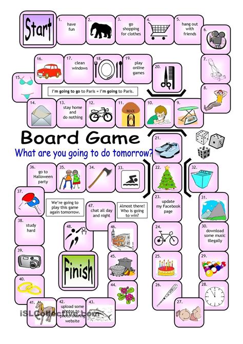 Board Game What Are You Going To Do Tomorrow Verbs English