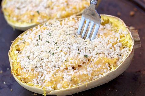 Twice Baked Spaghetti Squash Mac N Cheese Recipes Food Cooking