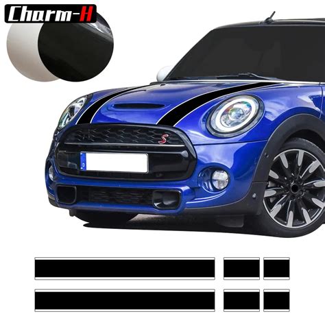 2 Bonnet Stripes Hood Decal Engine Cover Sticker Fit For Mini Cooper