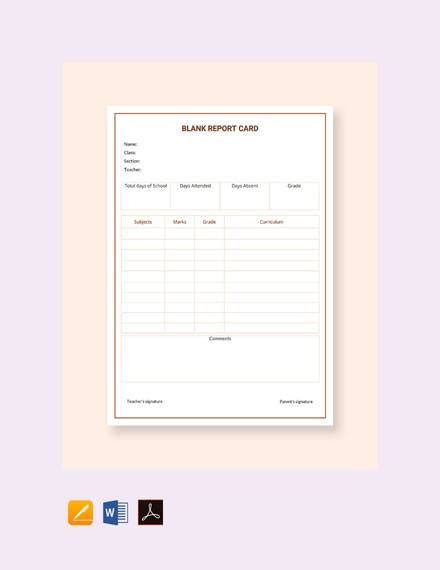 Free 15 Sample Report Card Templates In Pdf Ms Word