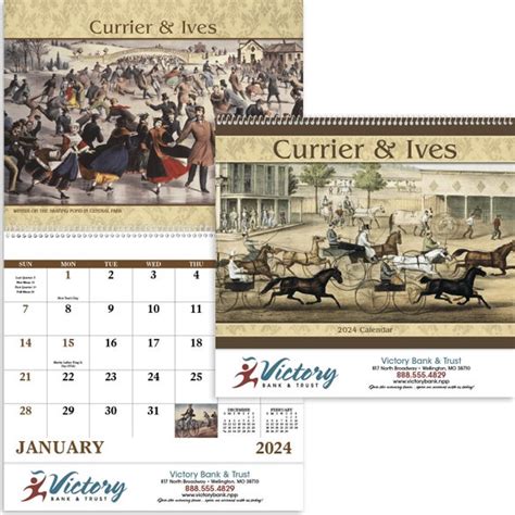 Promotional 2019 Currier And Ives Spiral Calendars With Custom Logo