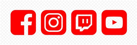 Hd Red Facebook Instagram Twitch Youtube Square Icons Png Citypng