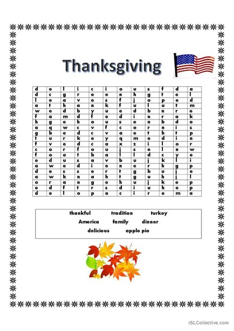 Thanksgiving Word Search Wor English Esl Worksheets Pdf And Doc