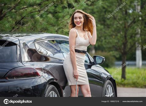 Gorgeous Woman Posing Near Car Stock Photo Schummyone