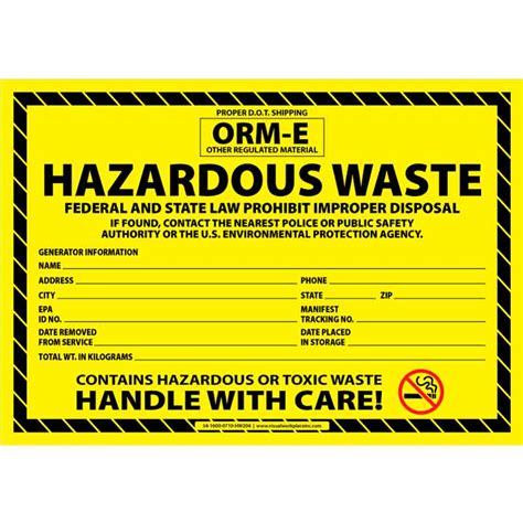 Polylabel Orm E Hazardous Waste Federal And State Law Prohibits