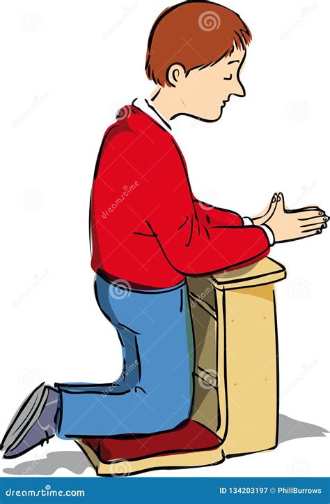 Man Praying At Altar Bench Stock Vector Illustration Of Graphics