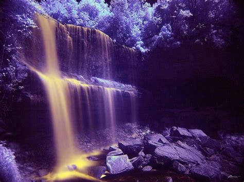 Purple Waterfall Waterfall Waterfall Photo Infrared Photography