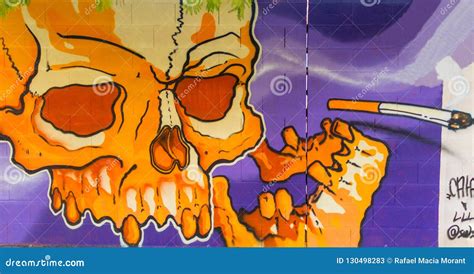 Street Art Graffiti Of Smoke Is Dangerous Editorial Stock Photo