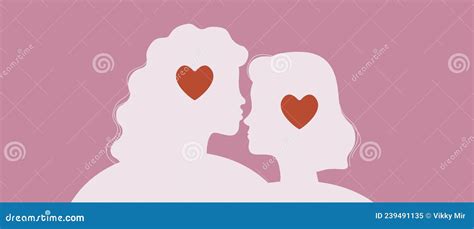 Lgbtq Couple Hugging Silhouette Vector Stock Illustration With Adult Lesbian Women Kissing As
